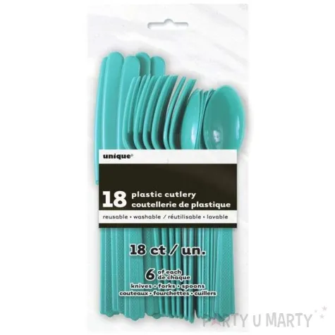sztucce plastikowe classic turkusowe 18 szt