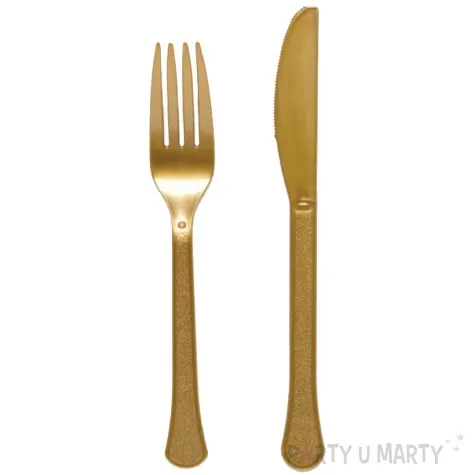 sztucce plastikowe creme brulee zloty amscan 19 5 cm 24 szt