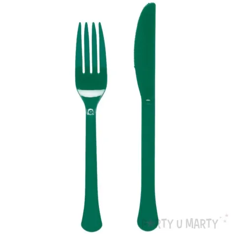 sztucce plastikowe evergreen zielony amscan 19 5 cm 24 szt