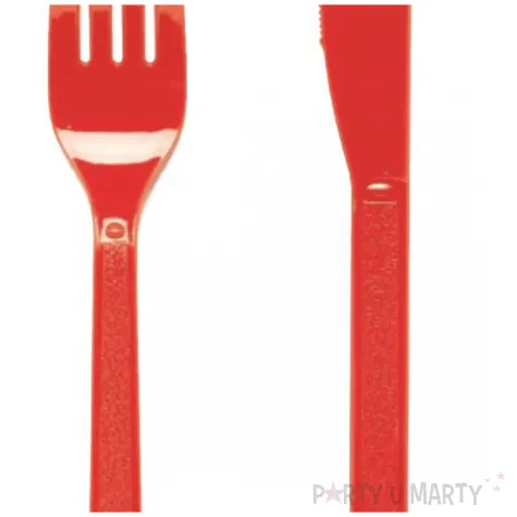 sztucce plastikowe fiesta czerwony amscan 19 5 cm 24 szt