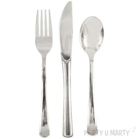 sztucce plastikowe premium srebrne 18 szt