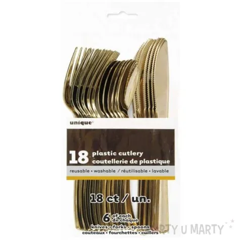 sztucce plastikowe premium zlote 18 szt