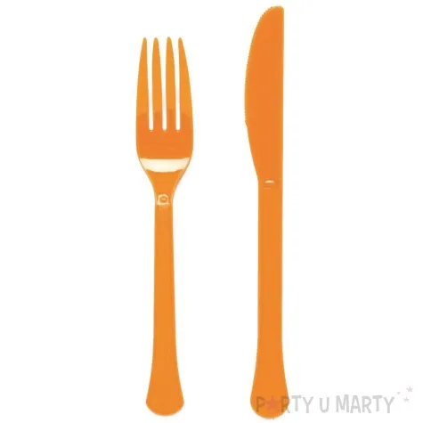 sztucce plastikowe pumpkin pomaranczowy amscan 19 5 cm 24 szt