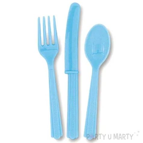 sztucce plastikowe zestaw unique blekitne 18 szt