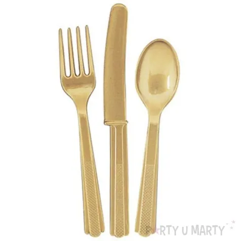 sztucce plastikowe zestaw unique zlote 18 szt