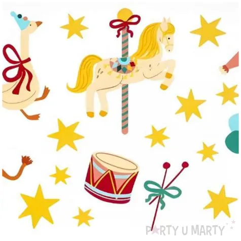 sztuczne tatuaze zmywalne cyrk zwierzeta klaun gwiazdki 24 szt