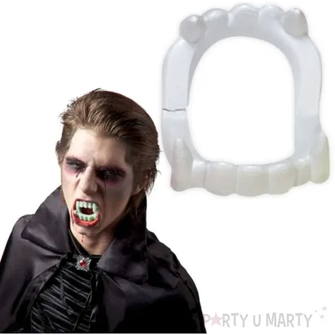 sztuczne zeby dracula biale amscan