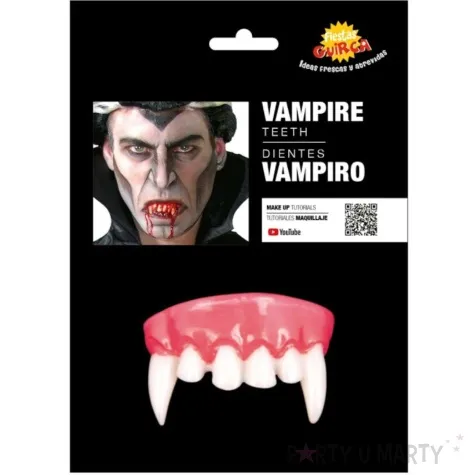 sztuczne zeby wampir rozowy bialy guirca