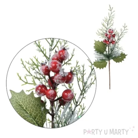 sztuczny kwiat galazka osniezona z jarzembina boom 44 cm