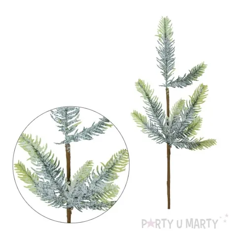 sztuczny kwiat osniezona galazka iglasta bomm 38 cm