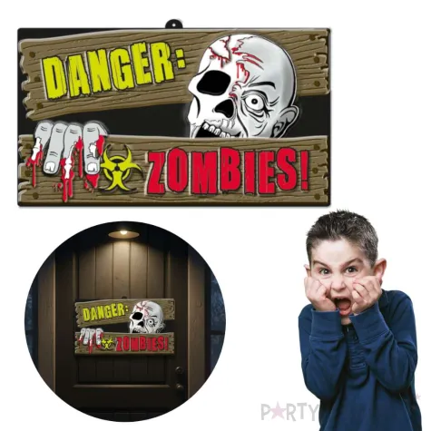 tablica dekoracyjna danger zombies halloween amscan 47 x 28 cm