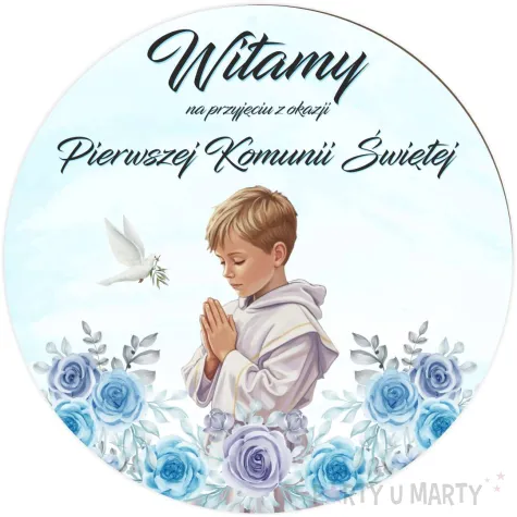 tablica powitalna komunia swieta chlopiec w albie dekoracja sali powitanie gosci 39 5 cm