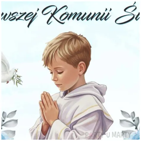 tablica powitalna komunia swieta chlopiec w albie dekoracja sali powitanie gosci 39 5 cm