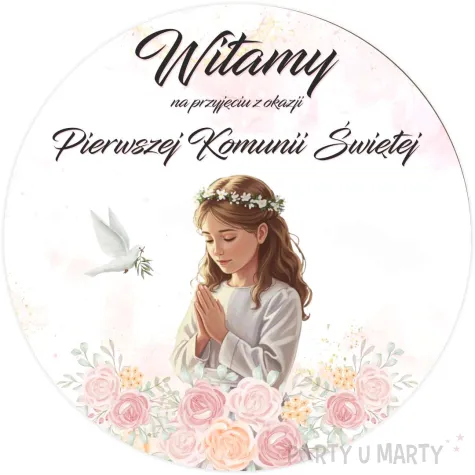 tablica powitalna komunia swieta dziewczynka w albie dekoracja sali powitanie gosci 39 5 cm