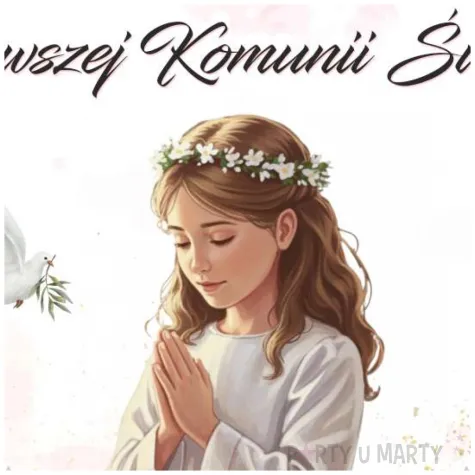 tablica powitalna komunia swieta dziewczynka w albie dekoracja sali powitanie gosci 39 5 cm