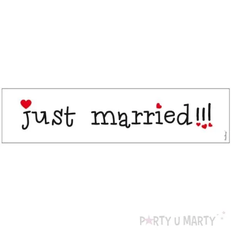 tablica rejestracyjna just married biala z sercami