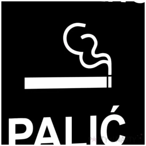 tabliczka informacyjna znak bhp na drzwi tu wolno palic czarny palarnia 10x10 cm