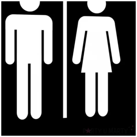 tabliczka informacyjna znak bhp na drzwi wc koedukacyjna czarny lazienka toaleta 10x10 cm