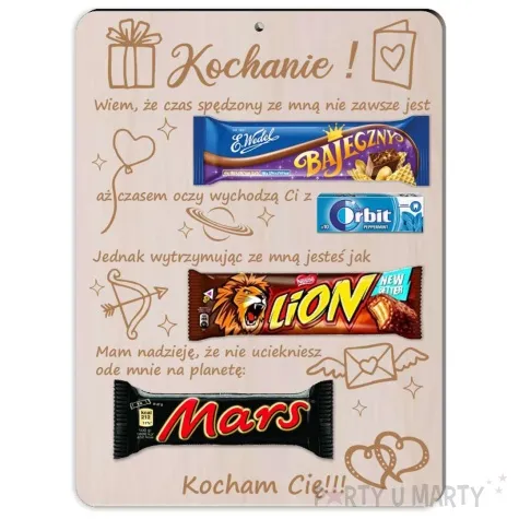 tabliczka kochanie podziekowanie drewno 210x170 mm