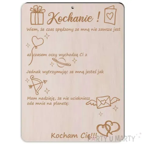 tabliczka kochanie podziekowanie drewno 210x170 mm