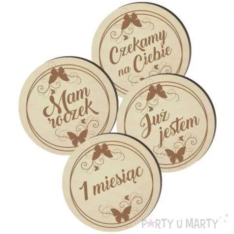 tabliczki do zdjec 12 miesiecy motylki drewno 80mm 15 szt