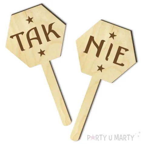 tabliczki na konkurs szescian tak nie drewno naturalne 2 szt