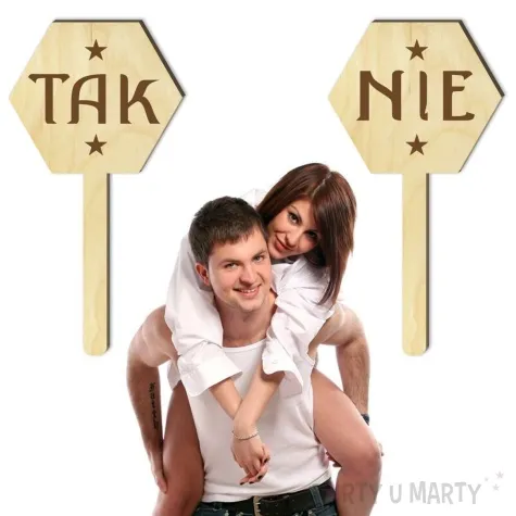 tabliczki na konkurs szescian tak nie drewno naturalne 2 szt