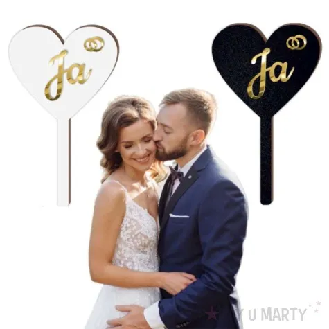 tabliczki na oczepiny serca ona on ja bialo czarne 2 szt