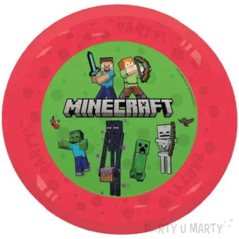 talerzyk plastikowy minecraft steve alex creeper enderman czerwony procos 21 cm 1 szt