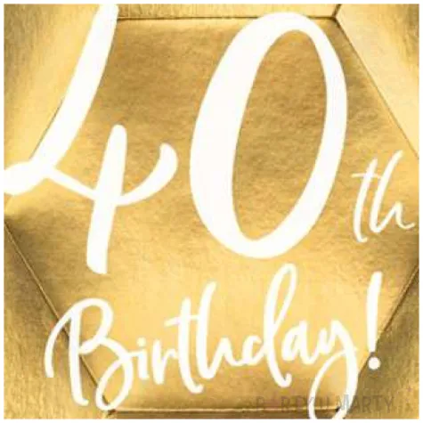 talerzyki 40th birthday zloty partydeco 6 szt