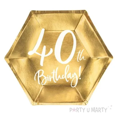 talerzyki 40th birthday zloty partydeco 6 szt