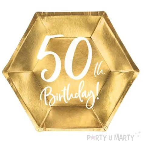talerzyki 50th birthday zloty patrydeco 6 szt