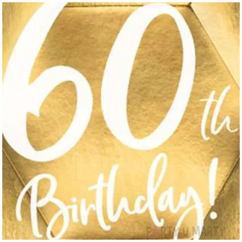 talerzyki 60th birthday zlote partydeco 6 szt