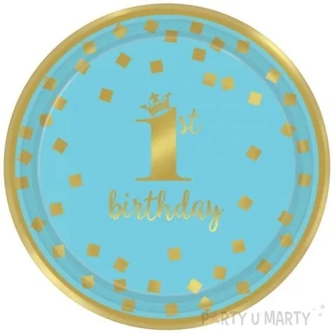 talerzyki papierowe 1st birthday urodziny niebieskie amscan 18 cm 8 szt
