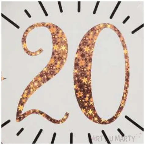 talerzyki papierowe 20 urodziny rozowe zloto bialy santex 22 5 cm 10 szt