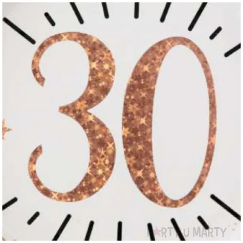 talerzyki papierowe 30 urodziny rozowe zloto bialy santex 22 5 cm 10 szt