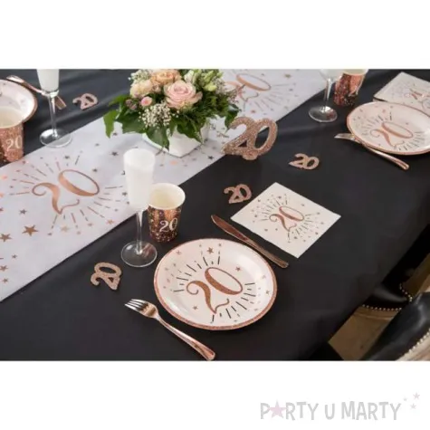 talerzyki papierowe 30 urodziny rozowe zloto bialy santex 22 5 cm 10 szt