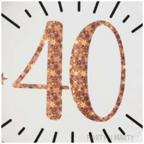 talerzyki papierowe 40 urodziny rozowe zloto bialy santex 22 5 cm 10 szt