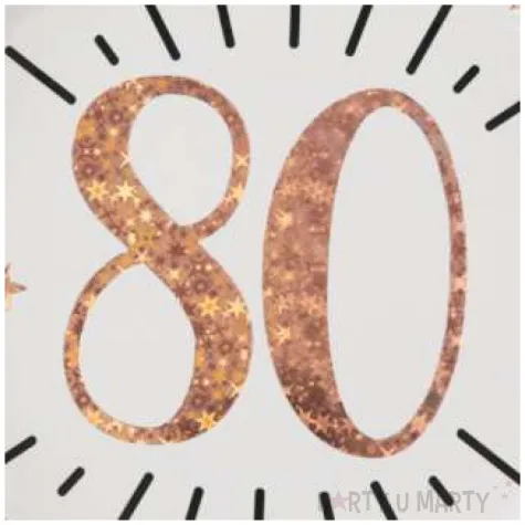 talerzyki papierowe 80 urodziny rozowe zloto bialy santex 22 5 cm 10 sztv