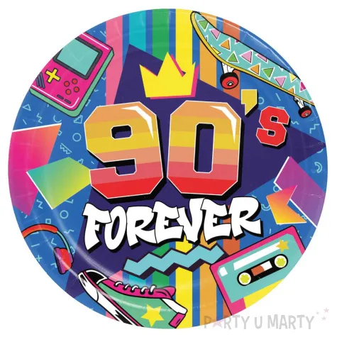 talerzyki papierowe 90s forever lata 90 guirca 23 cm 6 szt