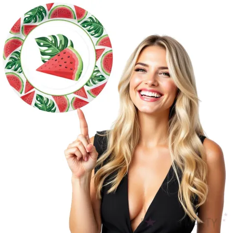 talerzyki papierowe arbuz paw 23 cm 10 szt