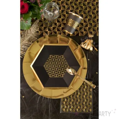talerzyki papierowe art deco z lamowka czarne santex 23 cm 10 szt