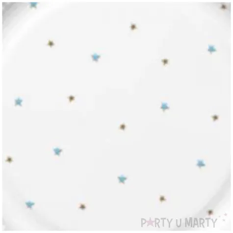 talerzyki papierowe baby shower boy gwiazdki biale blekitne maki 18 cm 8 szt
