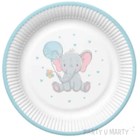 talerzyki papierowe baby shower boy slonik mix maki 23 cm 8 szt
