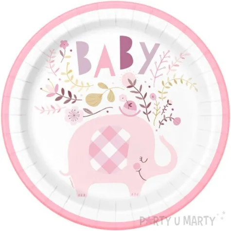 talerzyki papierowe baby slonik rozowy godan 23 cm 8 szt
