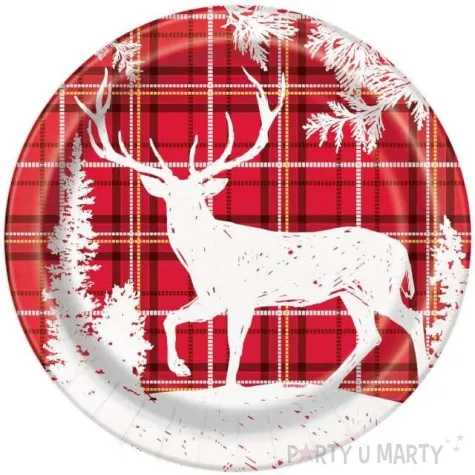 talerzyki papierowe bialy renifer godan 23 cm 8 szt