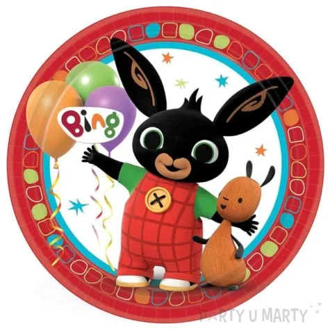 talerzyki papierowe bing i przyjaciele czerwone amscan 23 cm 8 szt