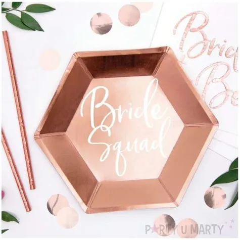 talerzyki papierowe bride squad rozowe zloto partydeco 23 cm 6 szt