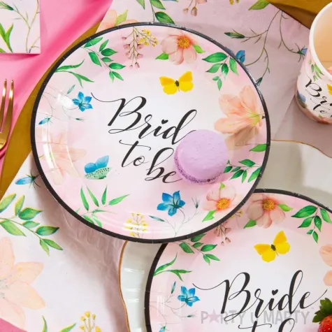 talerzyki papierowe bride to be wieczor panienski rozowy partypal 18 cm 6 szt
