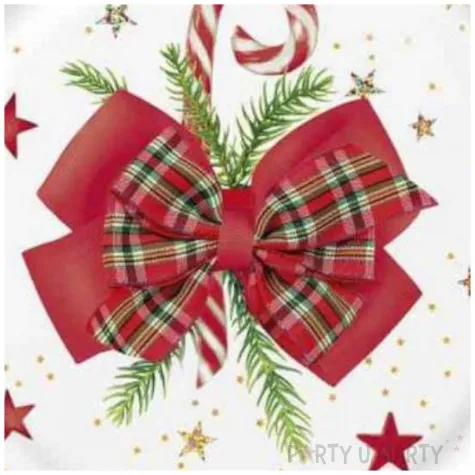 talerzyki papierowe checked bow with candy cane maki 18 cm 8 szt